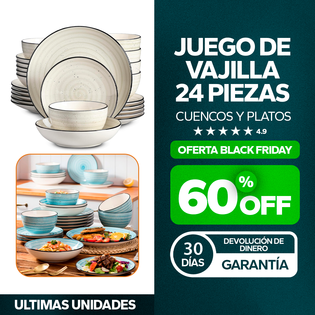 Juegos de vajilla de cerámica 24 piezas, Envío Gratis Últimas Unidades Con 60% Off