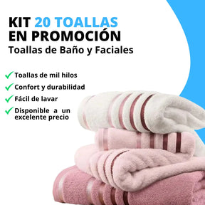 Kit 20 Toallas de Alta Calidad - (LIQUIDACIÓN - ÚLTIMO DÍA)