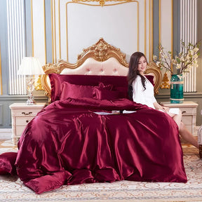 Natural Mulberry 100% Silk Bedding Sets Quilt Duvet Cover 2pcs Pillowcases with Bedsheet King Queen Twin Size Bedding Sets Cover