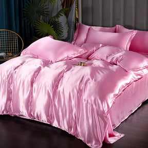 Luxury Silk Bedding Set - Satin Duvet Cover, Bed Sheet, Pillowcase