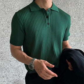 Camiseta Polo Retro de Punto para Hombre - Verano, Manga Corta, Cuello de Solapa y Rayas