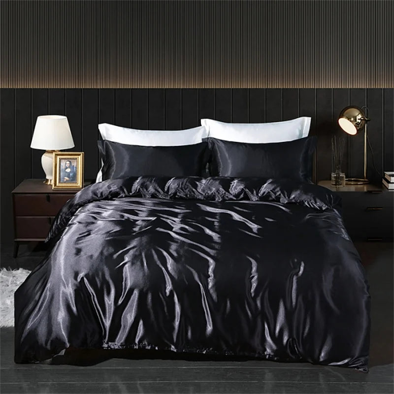 Luxury Blending Natural Mulberry Silk Bedding Set High End Satin Smooth Duvet Cover Set Double King Queen Size Bed Sheet Set