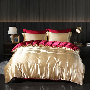 Luxury Blending Natural Mulberry Silk Bedding Set High End Satin Smooth Duvet Cover Set Double King Queen Size Bed Sheet Set