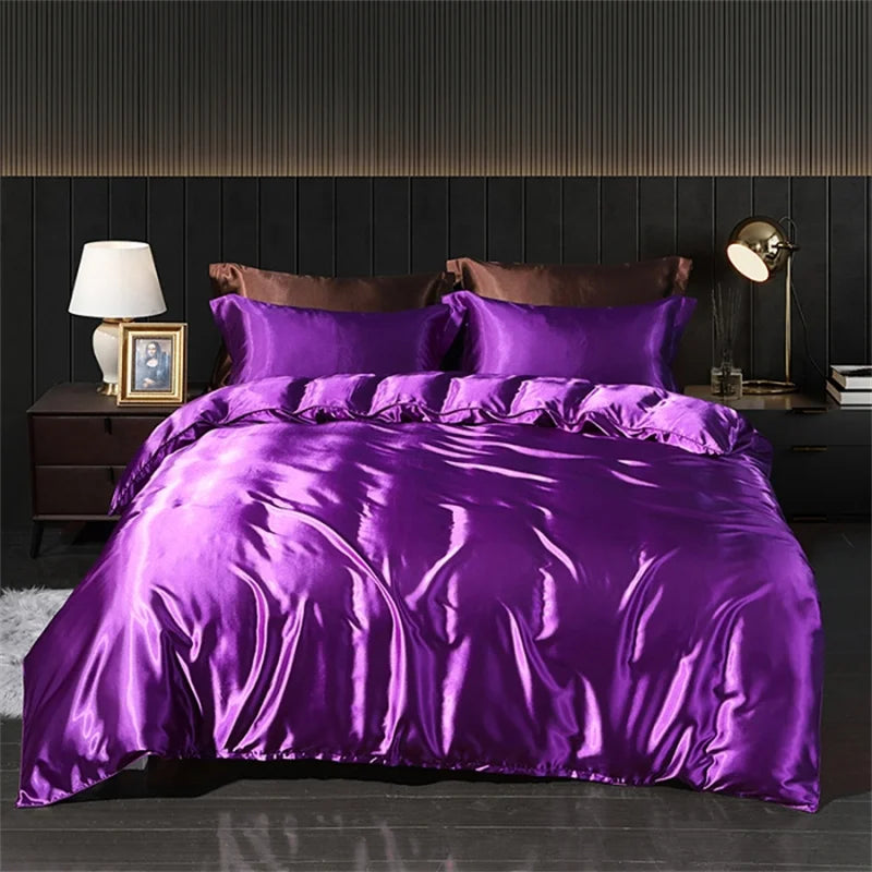 Luxury Blending Natural Mulberry Silk Bedding Set High End Satin Smooth Duvet Cover Set Double King Queen Size Bed Sheet Set