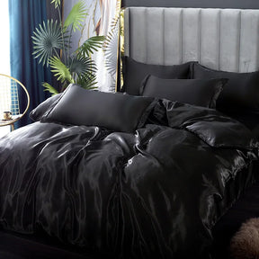 Luxury Silk Bedding Set - Satin Duvet Cover, Bed Sheet, Pillowcase