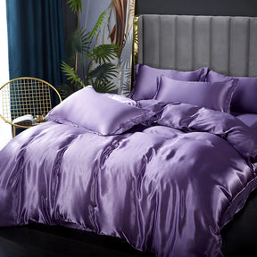 Luxury Silk Bedding Set - Satin Duvet Cover, Bed Sheet, Pillowcase