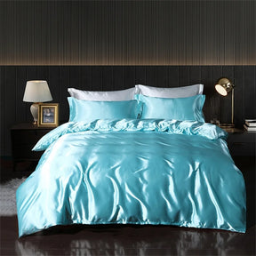 Luxury Blending Natural Mulberry Silk Bedding Set High End Satin Smooth Duvet Cover Set Double King Queen Size Bed Sheet Set