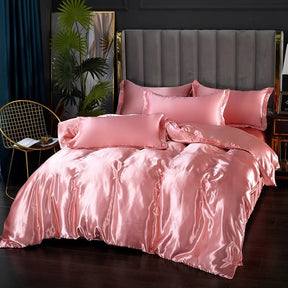 Luxury Silk Bedding Set - Satin Duvet Cover, Bed Sheet, Pillowcase