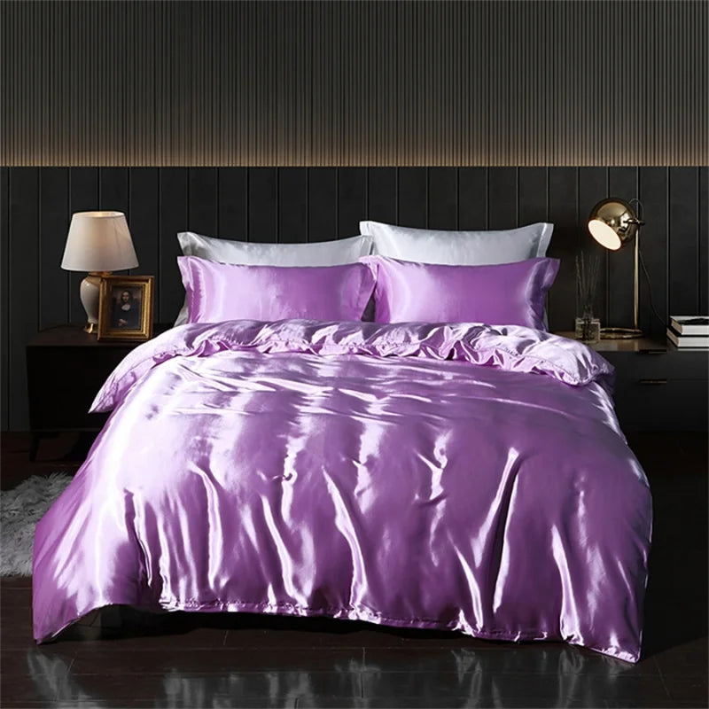 Luxury Blending Natural Mulberry Silk Bedding Set High End Satin Smooth Duvet Cover Set Double King Queen Size Bed Sheet Set