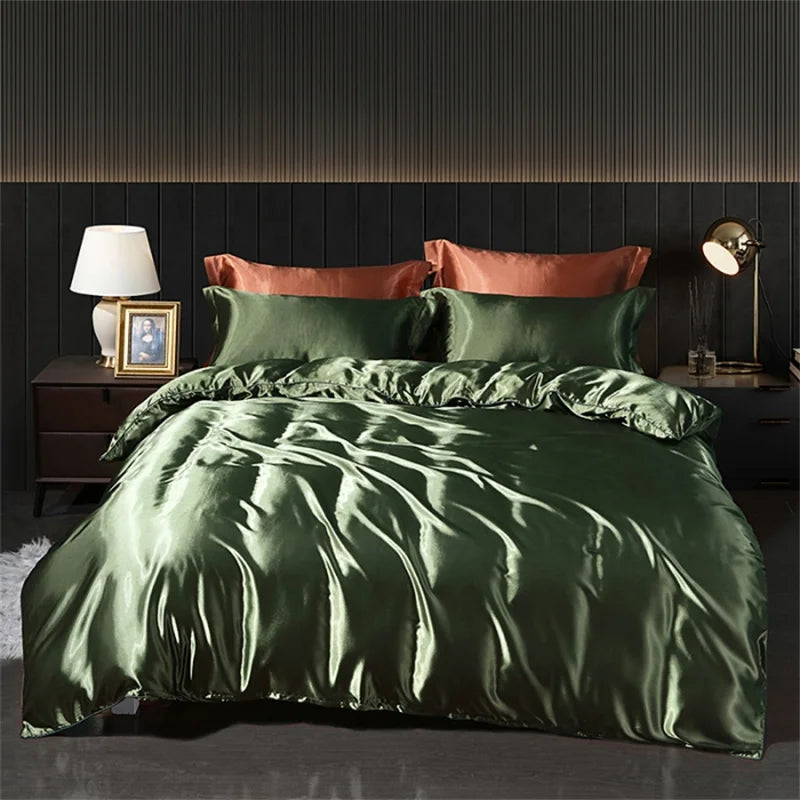 Luxury Blending Natural Mulberry Silk Bedding Set High End Satin Smooth Duvet Cover Set Double King Queen Size Bed Sheet Set