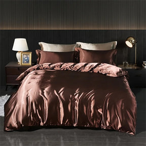 Luxury Blending Natural Mulberry Silk Bedding Set High End Satin Smooth Duvet Cover Set Double King Queen Size Bed Sheet Set