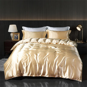 Luxury Blending Natural Mulberry Silk Bedding Set High End Satin Smooth Duvet Cover Set Double King Queen Size Bed Sheet Set