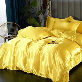 Luxury Silk Bedding Set - Satin Duvet Cover, Bed Sheet, Pillowcase