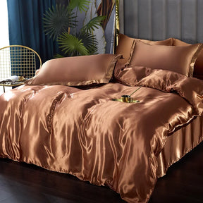 Luxury Silk Bedding Set - Satin Duvet Cover, Bed Sheet, Pillowcase