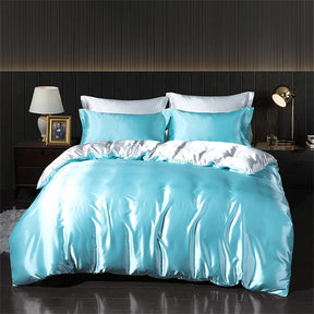 Luxury Blending Natural Mulberry Silk Bedding Set High End Satin Smooth Duvet Cover Set Double King Queen Size Bed Sheet Set