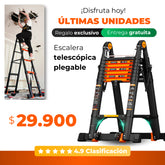 Escalera Telescópica Plegable de Aleación de Aluminio - (PROMOCIÓN SOLO HOY) + REGALO EXCLUSIVO