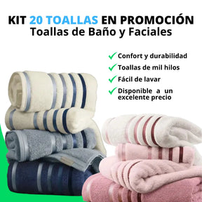 MEGA KIT 20 Toallas de Alta Calidad - (LIQUIDACIÓN - ÚLTIMO DÍA)